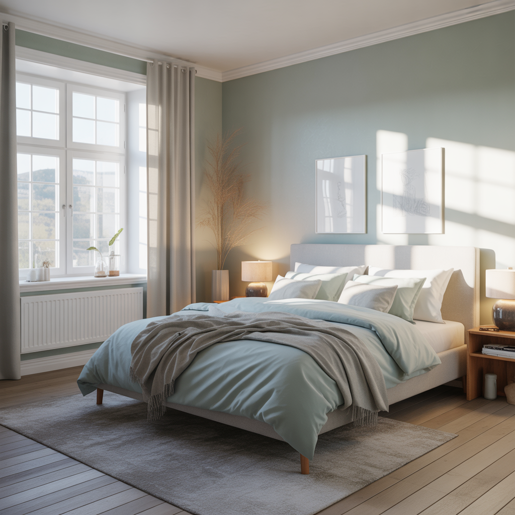 3.Sa skapar du en lugn och harmonisk kansla i sovrummet med farg