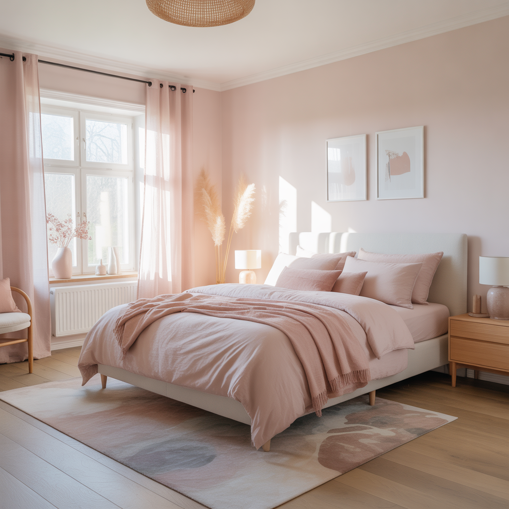 5.Sa skapar du en romantisk och mjuk fargsattning i sovrummet